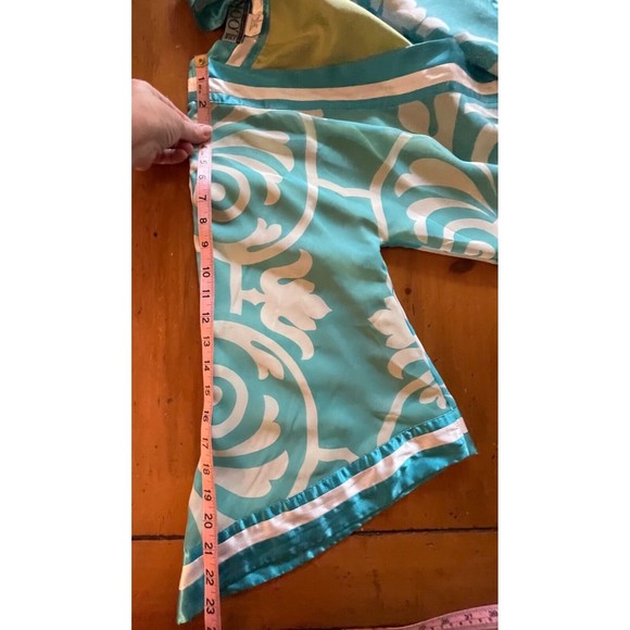 Randolph Duke SILK Open Front Short Kimono Blue Green Reversible Sz 8 Boho Artsy - Picture 13 of 13